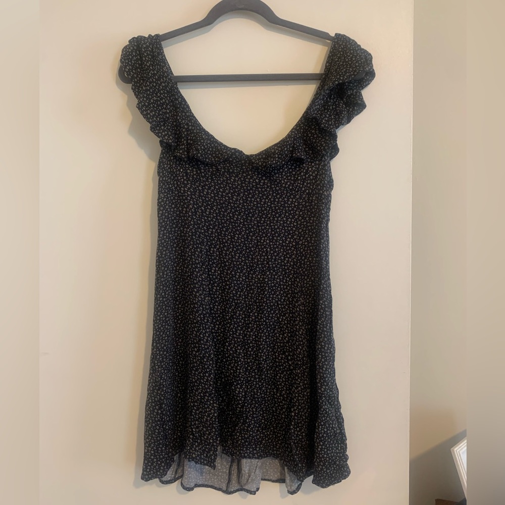 Dark grey floral mini dress